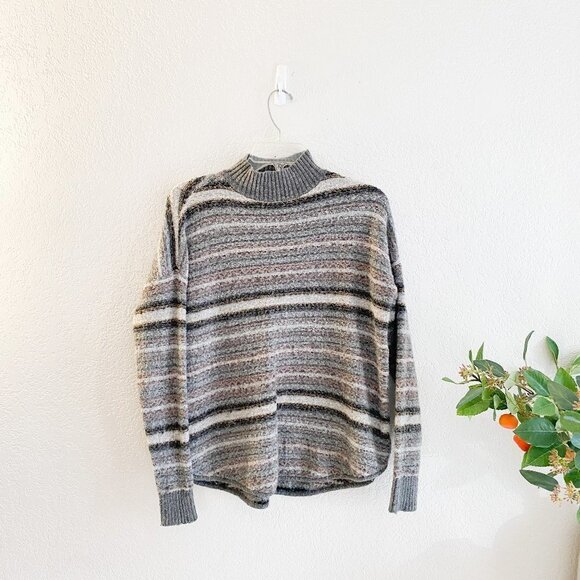 🦋 AMERICAN EAGLE Mockneck Turtleneck Grandpa Sweater Top Gray Knit Small - Picture 1 of 5